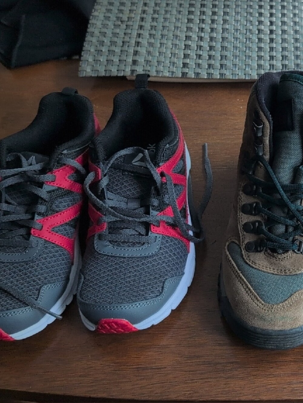 Bundle Of Two Size 2 boys Shoes - Reebok And Merrell Hiking Boots